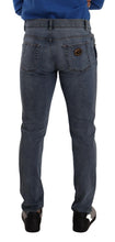 Blue Two Tone Tattered Cotton Slim Denim Jeans Dolce & Gabbana