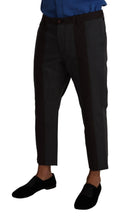 Gray Bordeaux Striped Cropped Trouser Pants Dolce & Gabbana