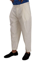 White Cotton Tapered Men Trouser Dress Pants Dolce & Gabbana