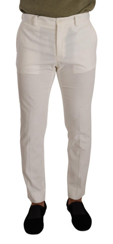 White Cotton Skinny Corduroy Trouser Pants Dolce & Gabbana