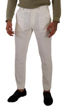 White Cotton Skinny Corduroy Trouser Pants Dolce & Gabbana