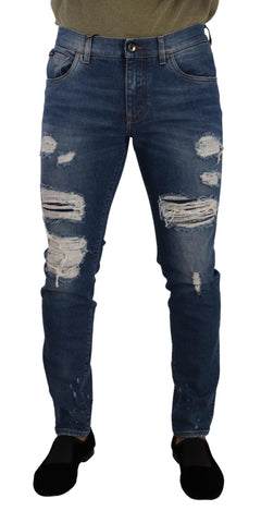 Blue Wash Cotton Stretch Slim Fit Denim Jeans Dolce & Gabbana