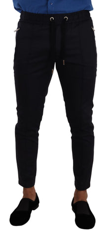 Blue Cotton Stretch Jogging Trouser Pants Dolce & Gabbana