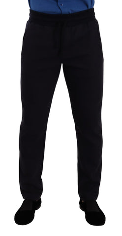 Blue Cotton Stretch Jogging Trouser Pants Dolce & Gabbana