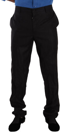 Gray Wool Silk Dress Trouser Dress Pants Dolce & Gabbana