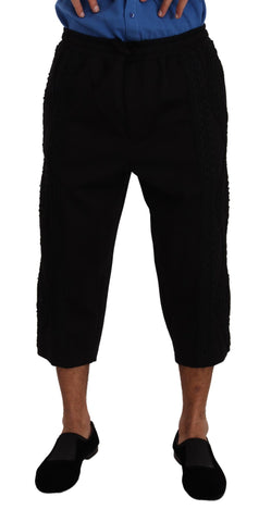 Black Cotton Torero Cropped Short Trouser Pants Dolce & Gabbana