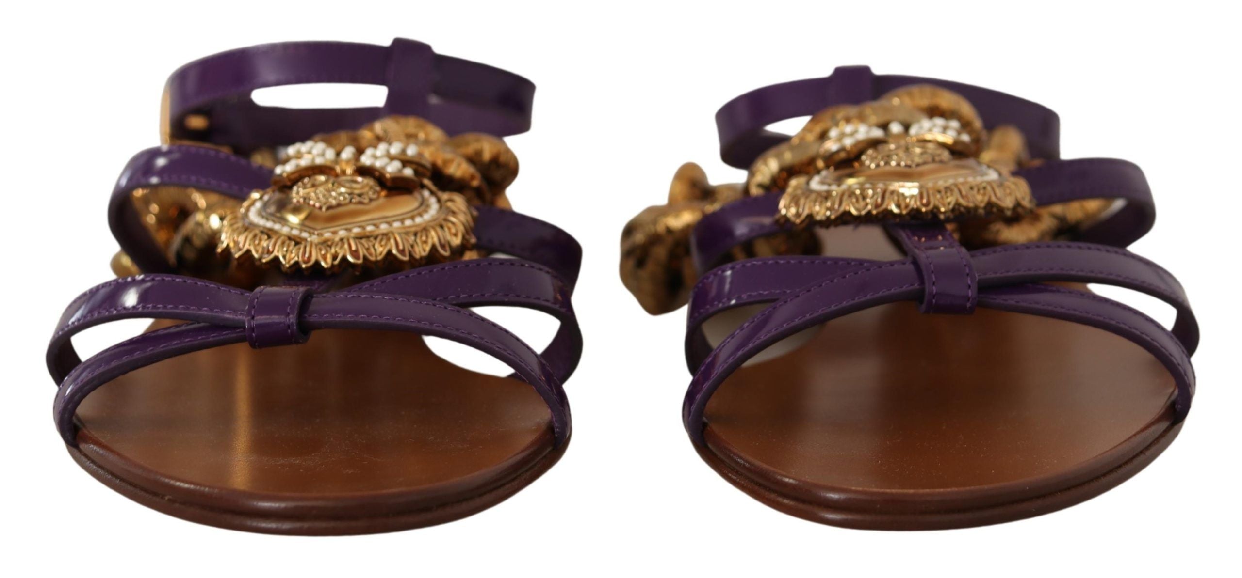 Purple Leather Devotion Flats Sandals Shoes Dolce & Gabbana