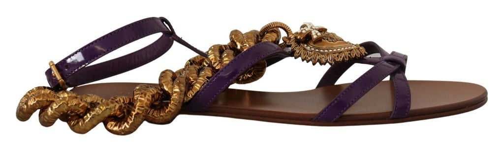 Purple Leather Devotion Flats Sandals Shoes Dolce & Gabbana