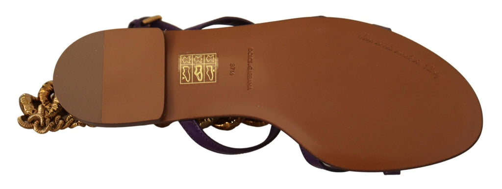 Purple Leather Devotion Flats Sandals Shoes Dolce & Gabbana