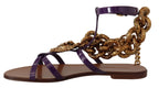 Purple Leather Devotion Flats Sandals Shoes Dolce & Gabbana