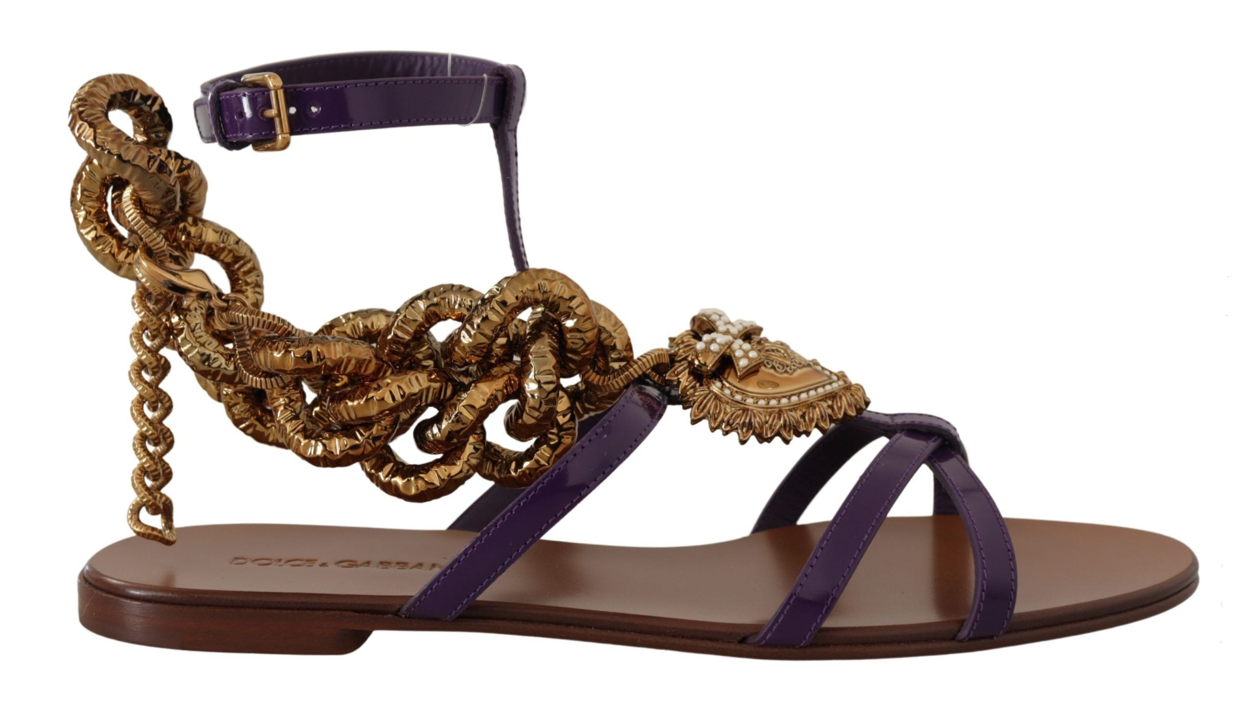 Purple Leather Devotion Flats Sandals Shoes Dolce & Gabbana