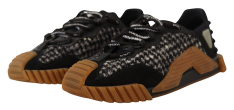 Black White Fabric Lace Up NS1 Sneakers Dolce & Gabbana
