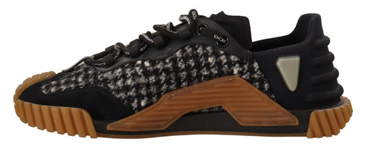 Black White Fabric Lace Up NS1 Sneakers Dolce & Gabbana