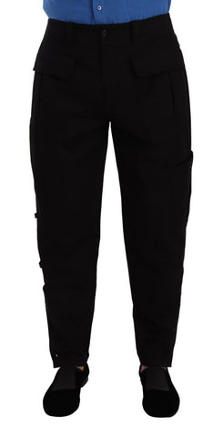 Black Cotton Stretch Tapered Cargo Pants Dolce & Gabbana