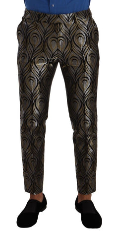 Silver Gold Jacquard Men Trouser Dress Pants Dolce & Gabbana