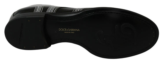 Black Leather Derby Formal White Lace Shoes Dolce & Gabbana