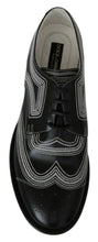 Black Leather Derby Formal White Lace Shoes Dolce & Gabbana