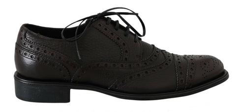 Brown Leather Wingtip Derby Formal Shoes Dolce & Gabbana