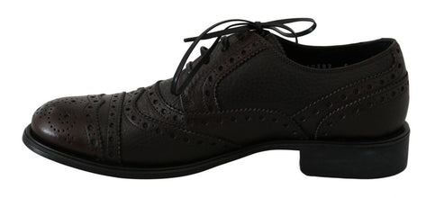 Brown Leather Wingtip Derby Formal Shoes Dolce & Gabbana