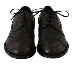 Brown Leather Wingtip Derby Formal Shoes Dolce & Gabbana