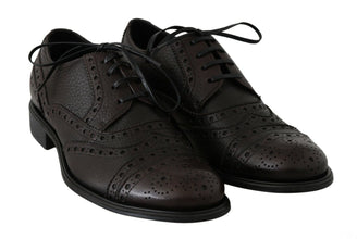 Brown Leather Wingtip Derby Formal Shoes Dolce & Gabbana