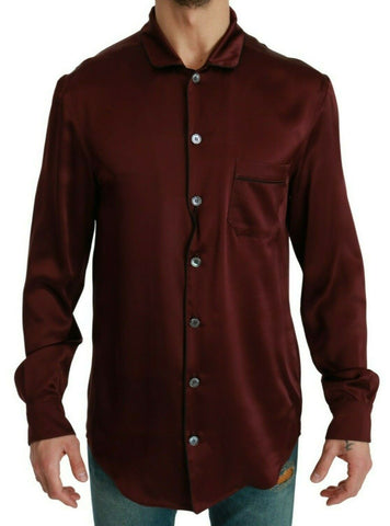 Bordeaux Silk Pajama Casual Shirt Dolce & Gabbana