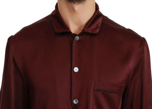 Bordeaux Silk Pajama Casual Shirt Dolce & Gabbana