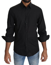 Black Cotton Formal Dress Men Top Shirt Dolce & Gabbana