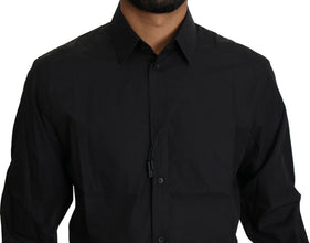 Black Cotton Formal Dress Men Top Shirt Dolce & Gabbana