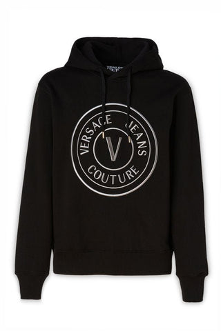 Stunning Hooded Black Cotton Sweatshirt Versace Jeans