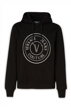 Stunning Hooded Black Cotton Sweatshirt Versace Jeans