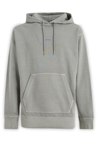 Elegant Grey Cotton Hooded Sweatshirt Hugo Boss