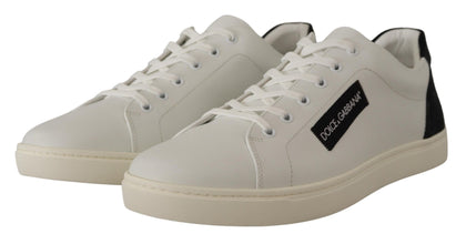 White Black Leather Low Shoes Sneakers Dolce & Gabbana