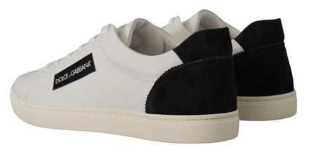 White Black Leather Low Shoes Sneakers Dolce & Gabbana