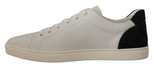 White Black Leather Low Shoes Sneakers Dolce & Gabbana