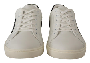 White Black Leather Low Shoes Sneakers Dolce & Gabbana