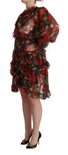 Multicolor Red Floral Silk Long Maxi Dress Dolce & Gabbana