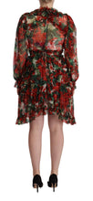 Multicolor Red Floral Silk Long Maxi Dress Dolce & Gabbana