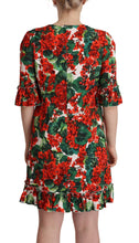Multicolor Red Floral Shift Gown Dress Dolce & Gabbana