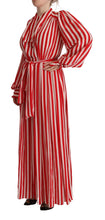 White Red Silk A-Line Shift Gown Dress Dolce & Gabbana
