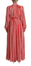 White Red Silk A-Line Shift Gown Dress Dolce & Gabbana