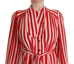 White Red Silk A-Line Shift Gown Dress Dolce & Gabbana
