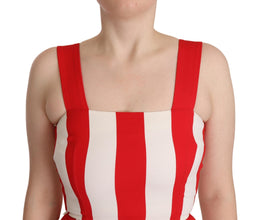 White Red Stretch Shift A-line Gown Dress Dolce & Gabbana