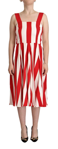 White Red Stretch Shift A-line Gown Dress Dolce & Gabbana