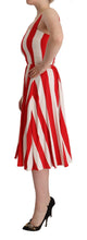White Red Stretch Shift A-line Gown Dress Dolce & Gabbana