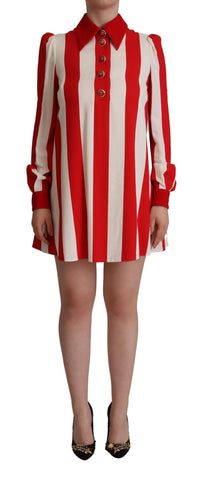 White Red Stretch Mini Shirt Gown Dress Dolce & Gabbana