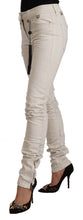 White Mid Waist Cotton Denim Slim Fit Jeans Karl Lagerfeld