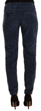 Blue Mid Waist Cotton Stretch Tapered Pants Peserico