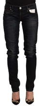 Black Washed Cotton Low Waist Slim Fit Denim Jeans Acht