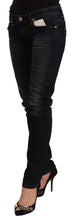 Black Washed Cotton Low Waist Slim Fit Denim Jeans Acht
